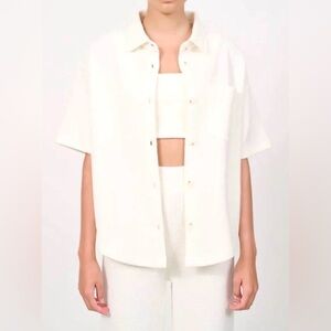 Lune Active moon structured boxy blouse marsh mellow cream oversized waffle XL